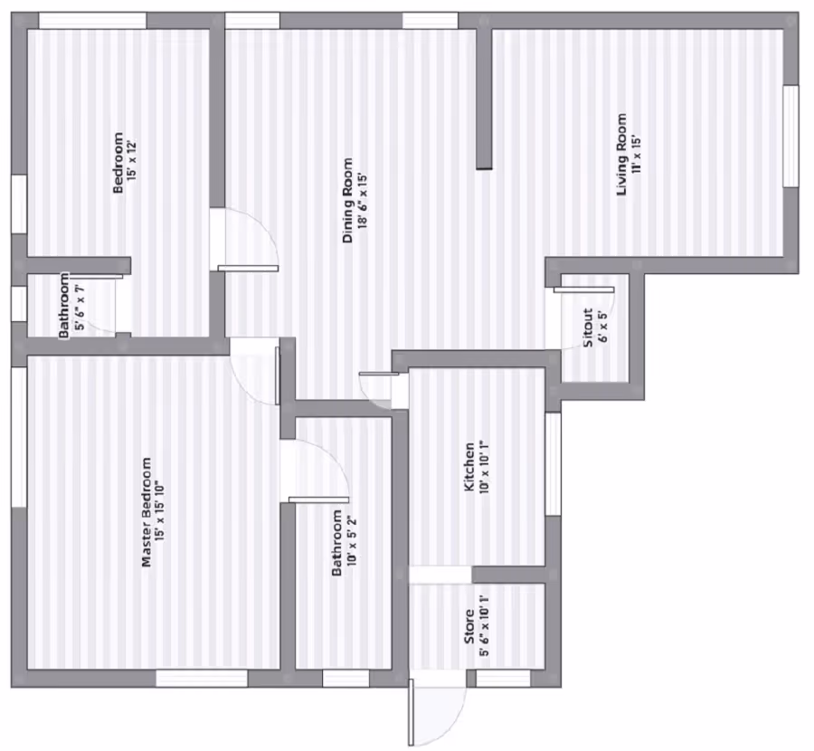 2D black and white floor plan
